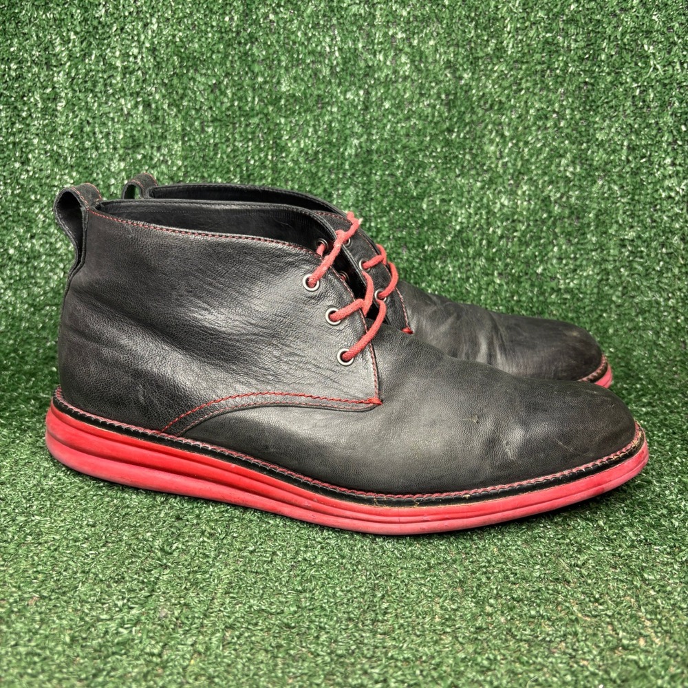 Donald J Pliner EYES E6 Leather Red Sole Chukka Desert Boots Black Mens Size 9 M